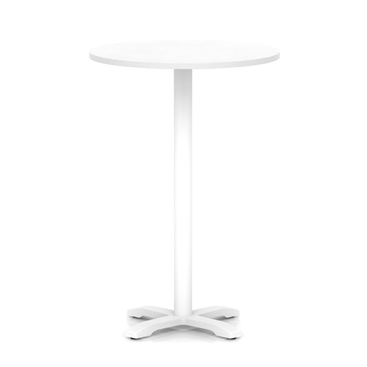 Italia Round Poseur Table With Cross Base White Leg