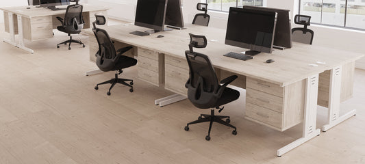 Impulse Contract Desks With Cable Managed Cantilever Legs