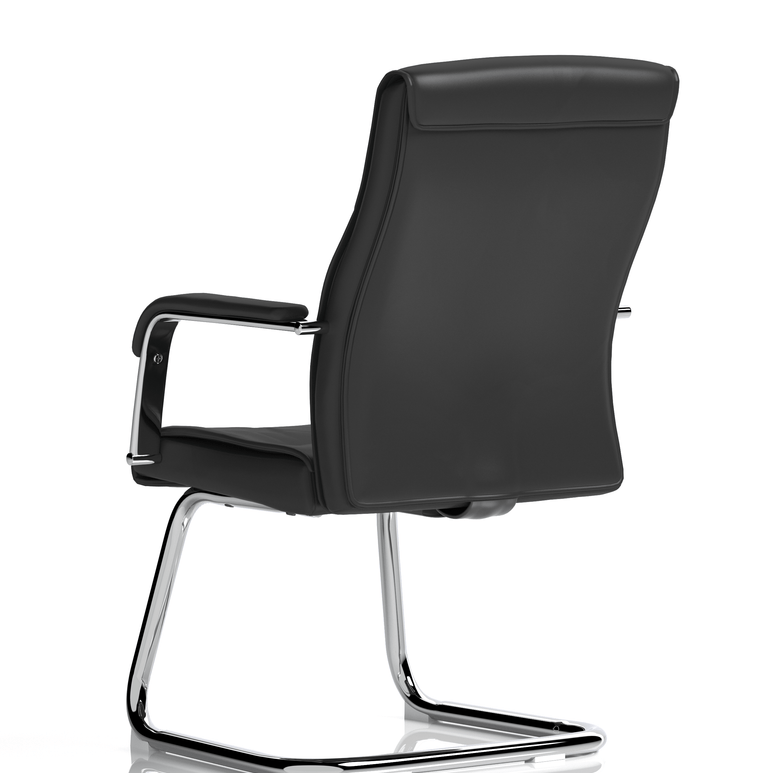 Carter Medium Back Black Leather Cantilever Visitor Office Chair with Arms