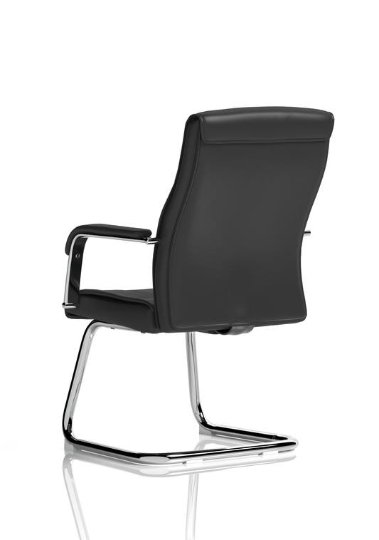 Carter Medium Back Black Leather Cantilever Visitor Office Chair with Arms
