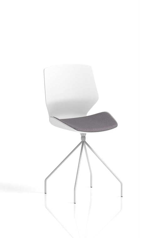 Florence Spindle White Frame Fabric Seat Visitor Chair