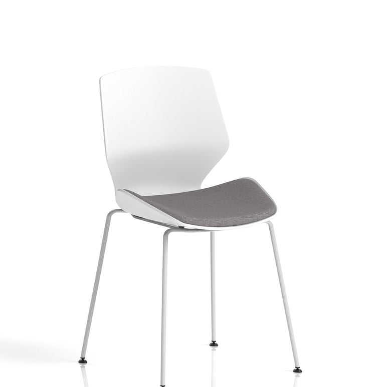 Florence White Frame Fabric Seat Visitor Chair