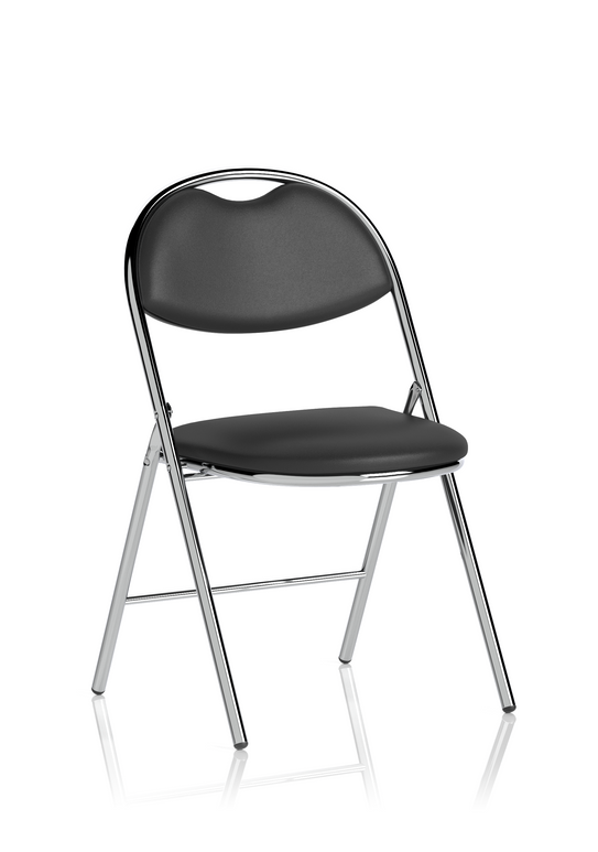 Milan High Back Black Vinyl Chrome Frame Folding Visitor Chair