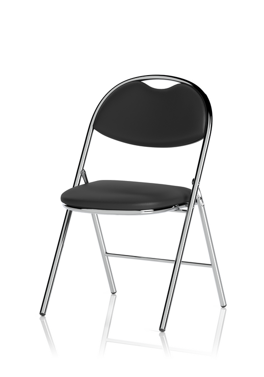 Milan High Back Black Vinyl Chrome Frame Folding Visitor Chair