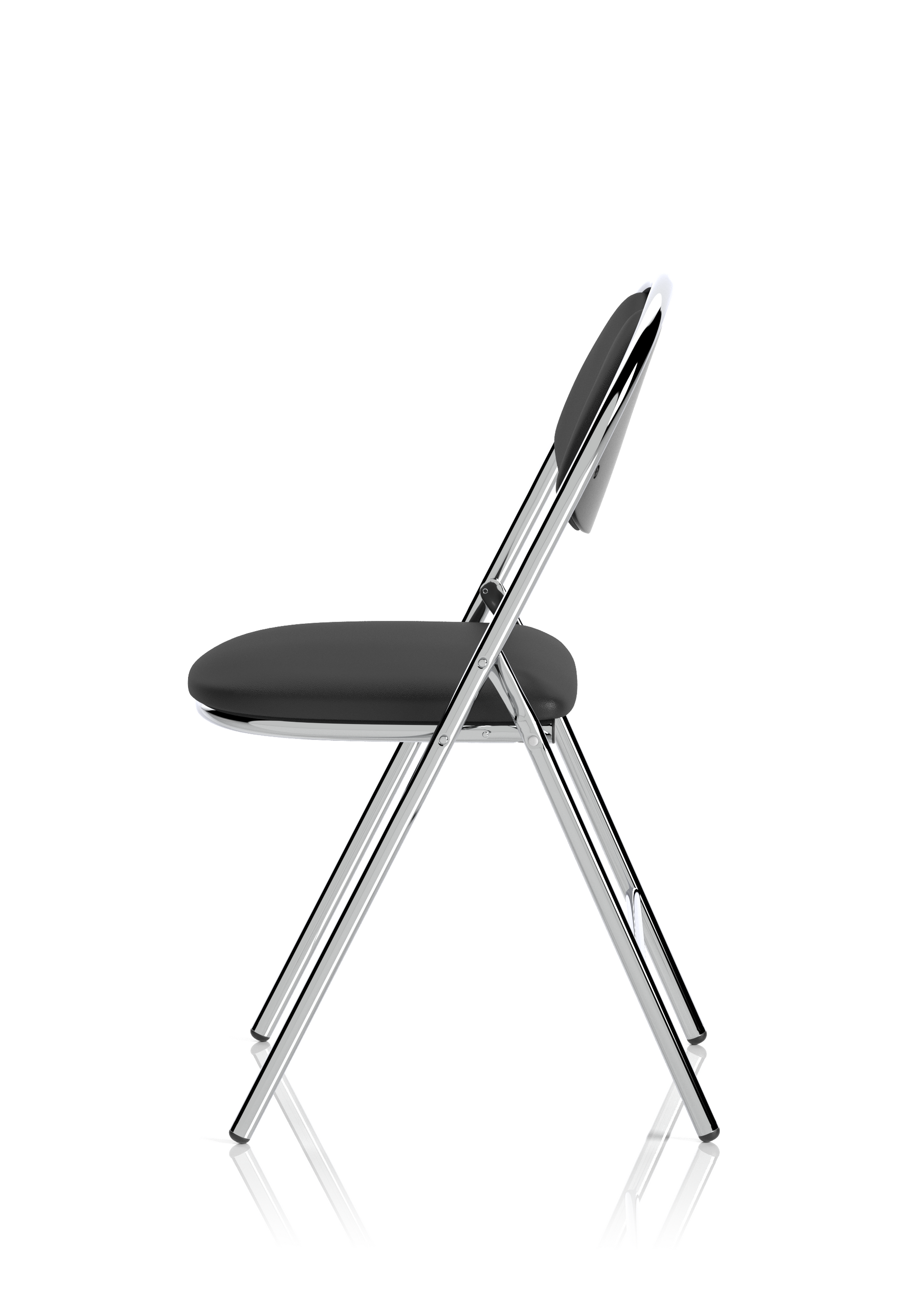 Milan High Back Black Vinyl Chrome Frame Folding Visitor Chair