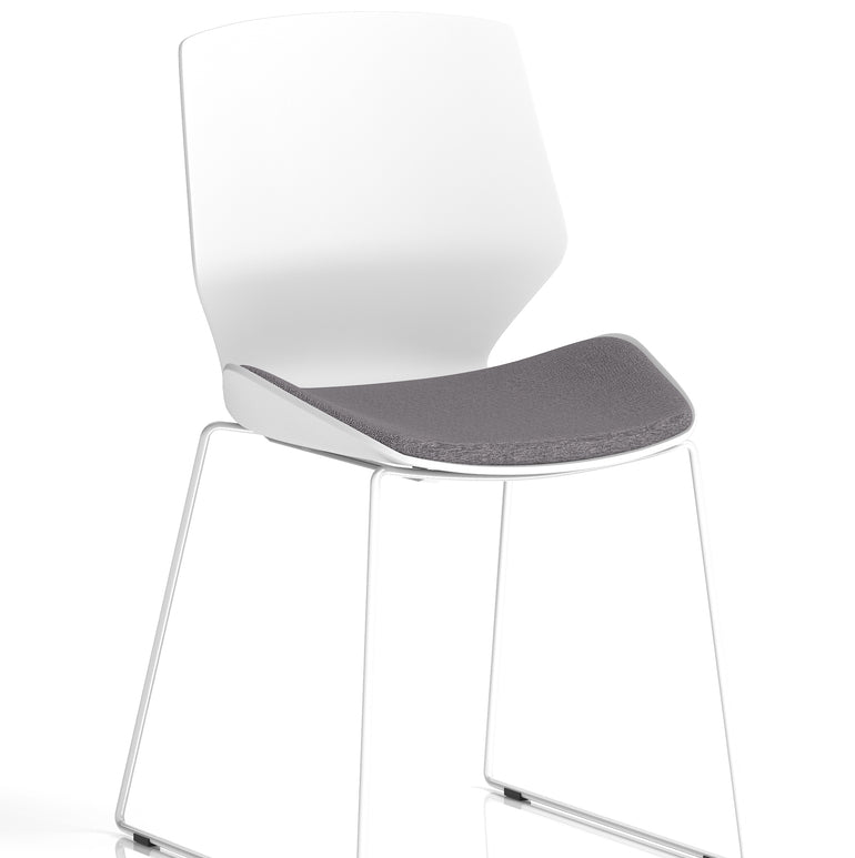 Florence Sled White Frame Fabric Seat Visitor Chair