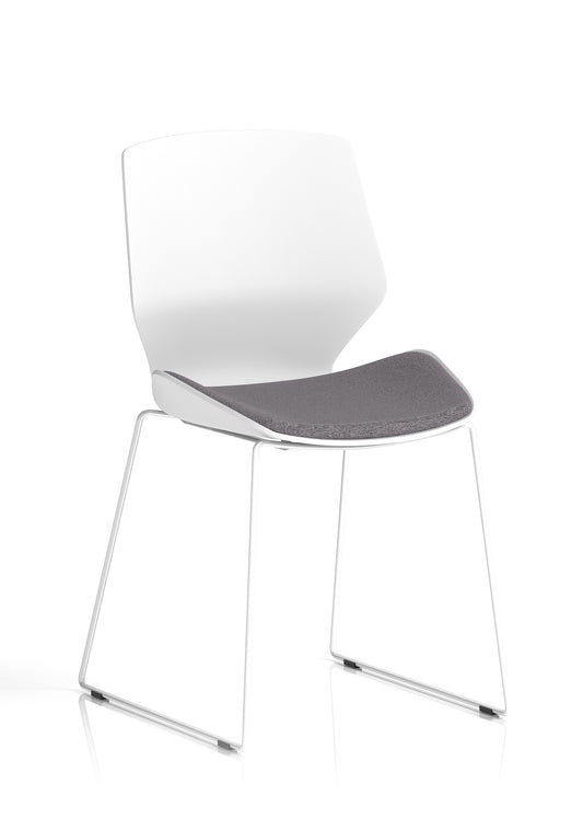 Florence Sled White Frame Fabric Seat Visitor Chair