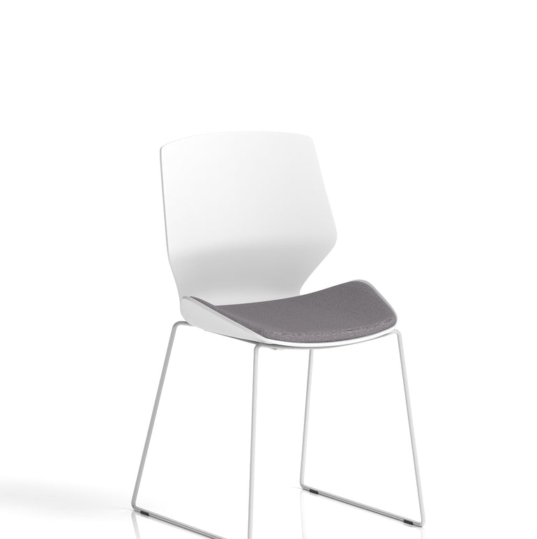 Florence Sled White Frame Fabric Seat Visitor Chair