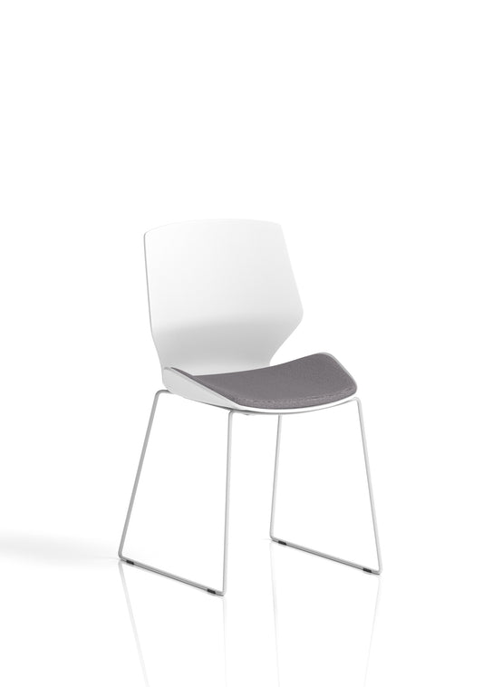 Florence Sled White Frame Fabric Seat Visitor Chair