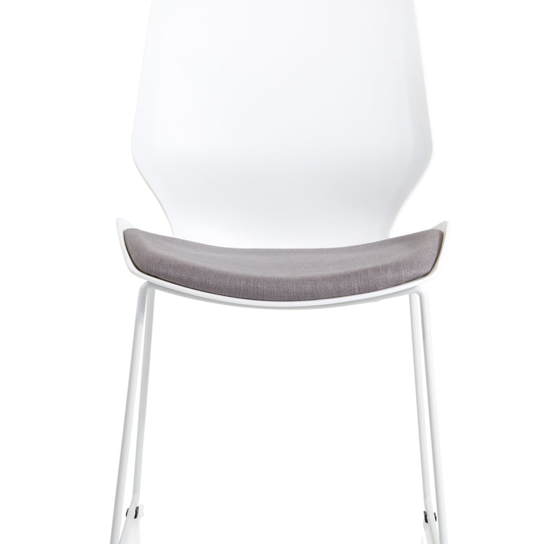 Florence Sled White Frame Fabric Seat Visitor Chair