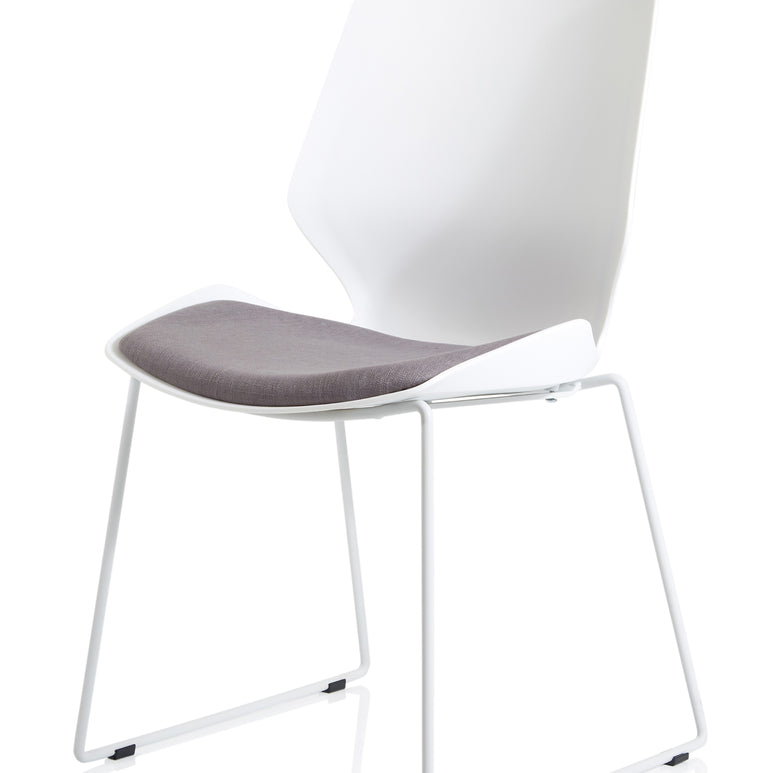 Florence Sled White Frame Fabric Seat Visitor Chair