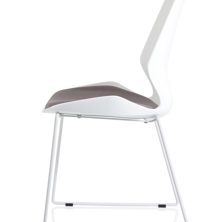 Florence Sled White Frame Fabric Seat Visitor Chair