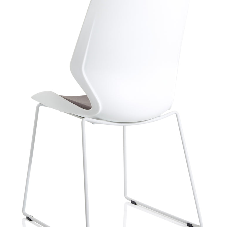 Florence Sled White Frame Fabric Seat Visitor Chair