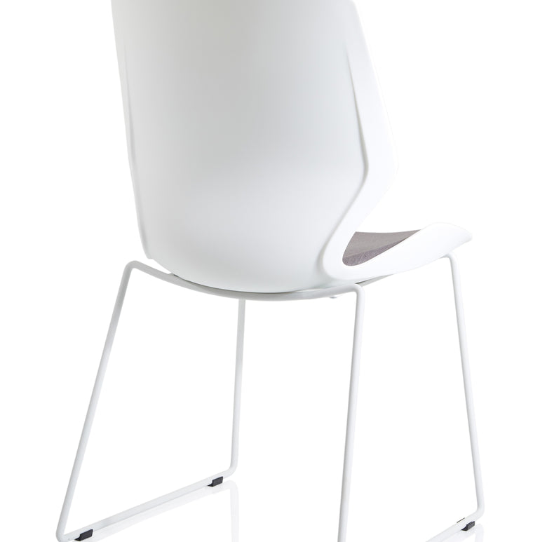 Florence Sled White Frame Fabric Seat Visitor Chair