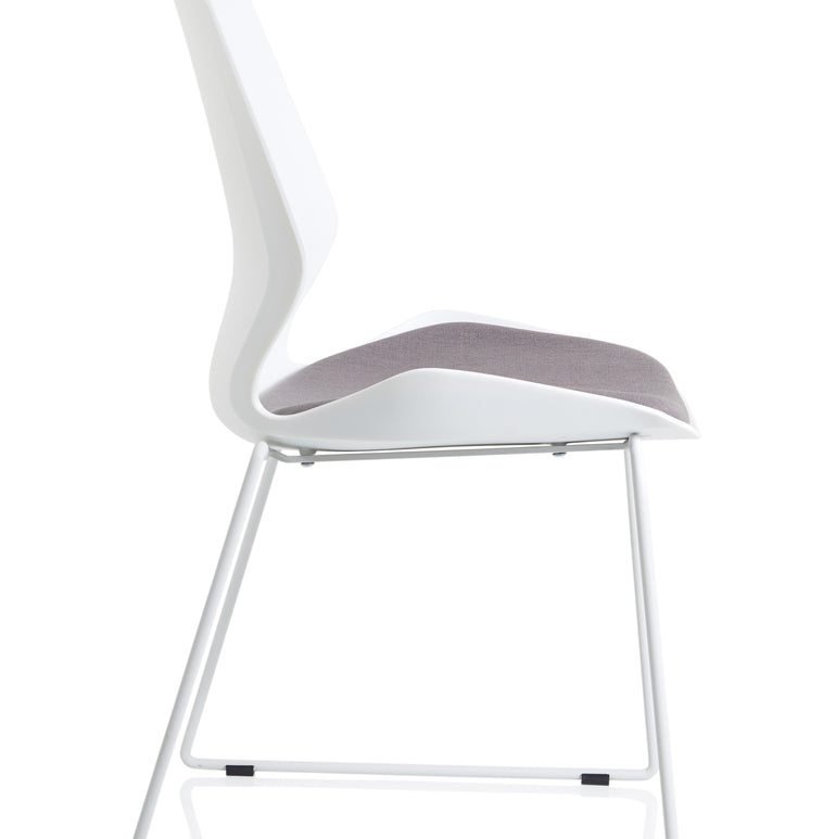 Florence Sled White Frame Fabric Seat Visitor Chair