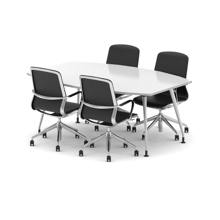 High Gloss 1800mm Writable Boardroom Table With Set Of Executive Chairs