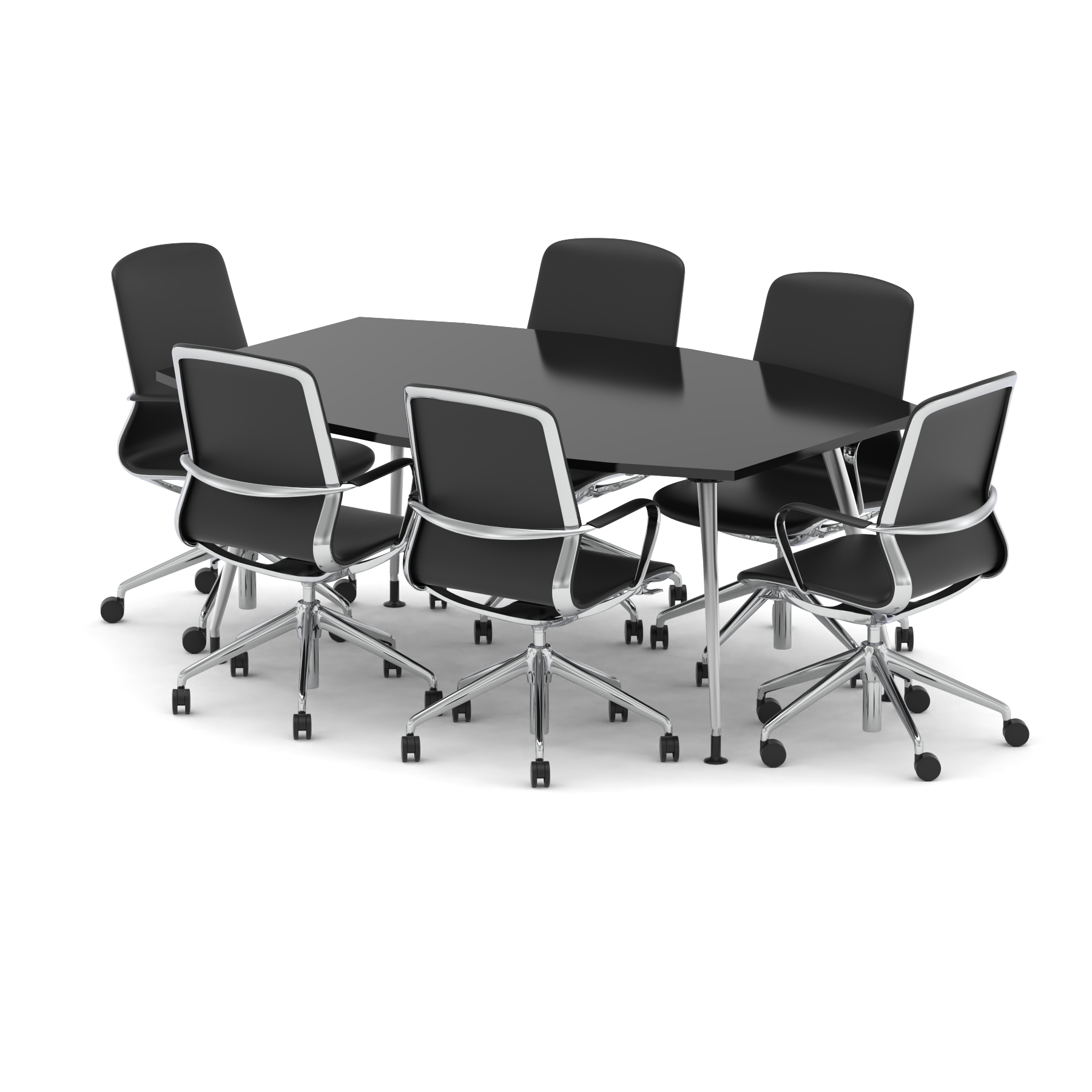 High Gloss 1800mm Writable Boardroom Table With Set Of Executive Chairs