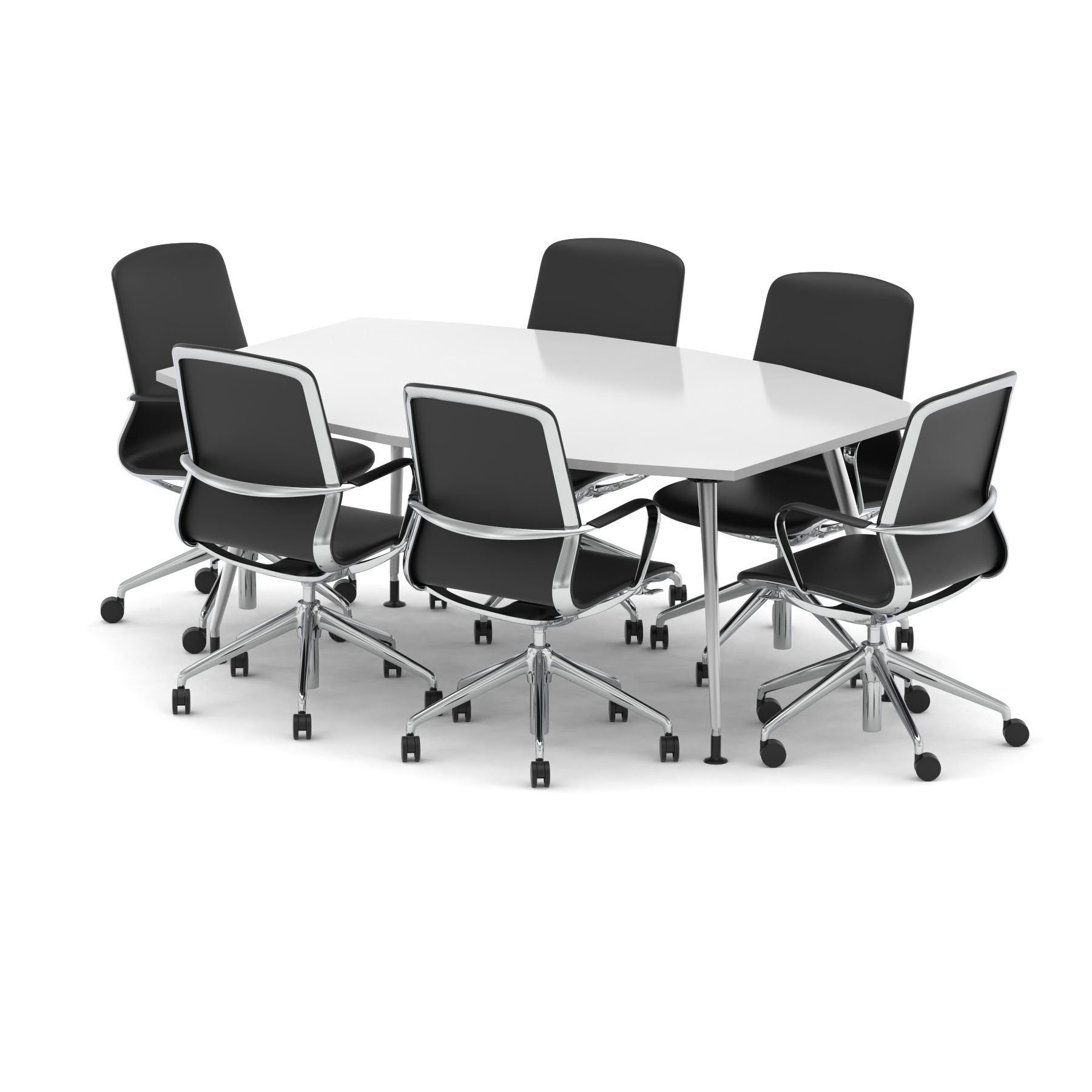 High Gloss 1800mm Writable Boardroom Table With Set Of Executive Chairs