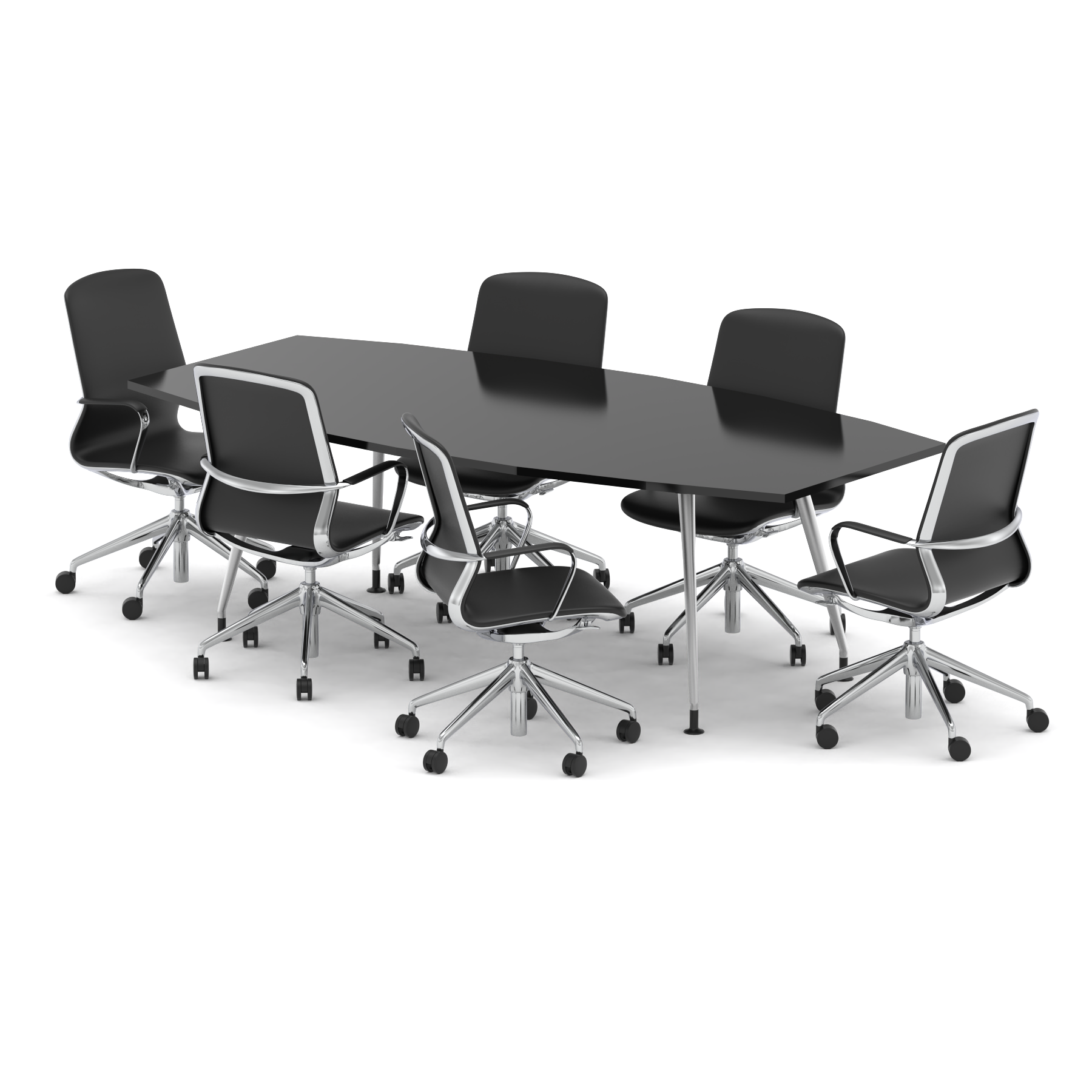 High Gloss 2400mm Writable Boardroom Table With Set Of Executive Chairs