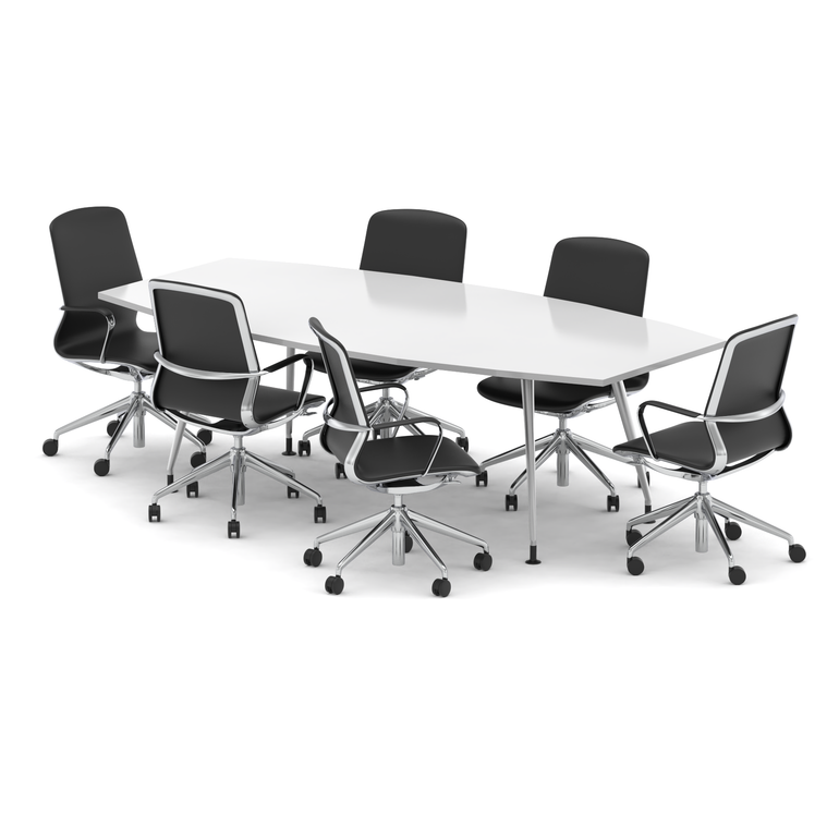 High Gloss 2400mm Writable Boardroom Table With Set Of Executive Chairs