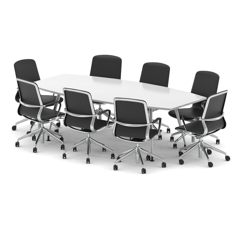 High Gloss 2400mm Writable Boardroom Table With Set Of Executive Chairs