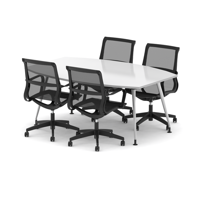 High Gloss 1800mm Writable Boardroom Table With Set Of Executive Chairs