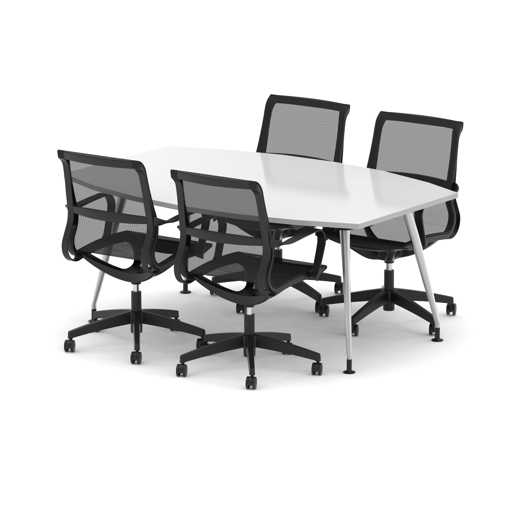 High Gloss 1800mm Writable Boardroom Table With Set Of Executive Chairs