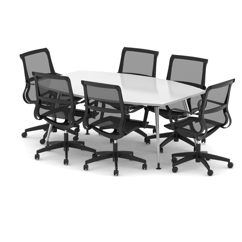 High Gloss 1800mm Writable Boardroom Table With Set Of Executive Chairs