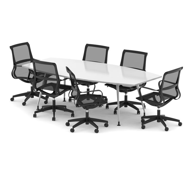 High Gloss 2400mm Writable Boardroom Table With Set Of Executive Chairs