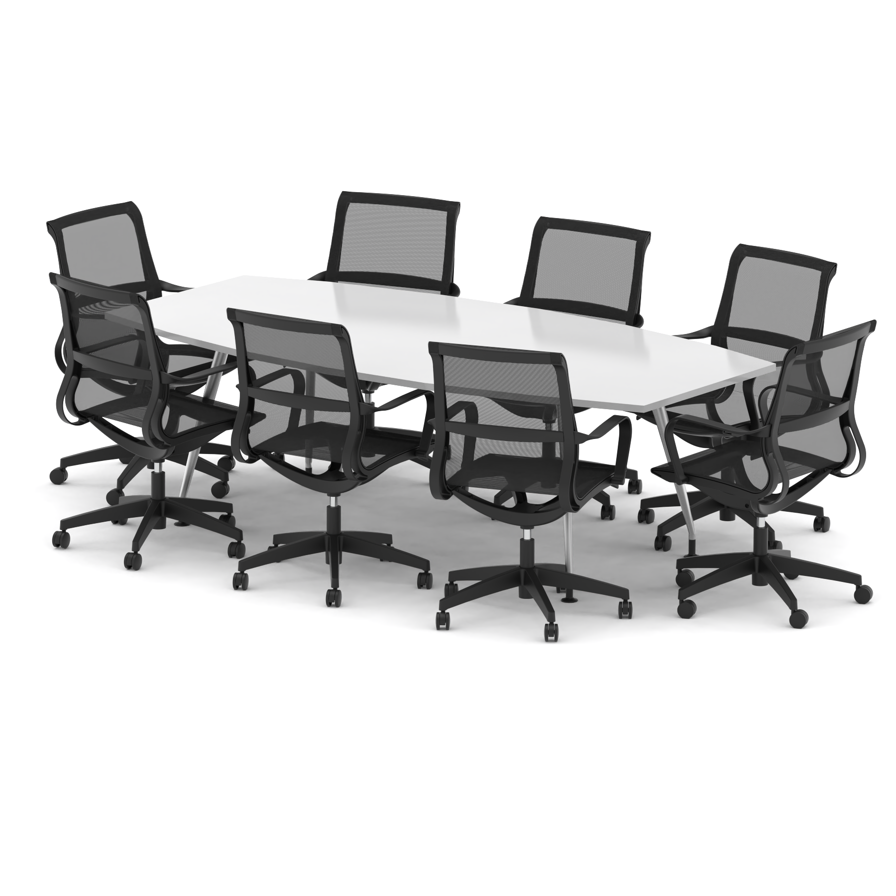 High Gloss 2400mm Writable Boardroom Table With Set Of Executive Chairs