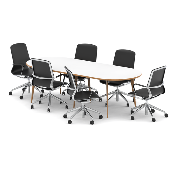 Oslo 2400mm Oval Boardroom Table With Set Of Executive Chairs