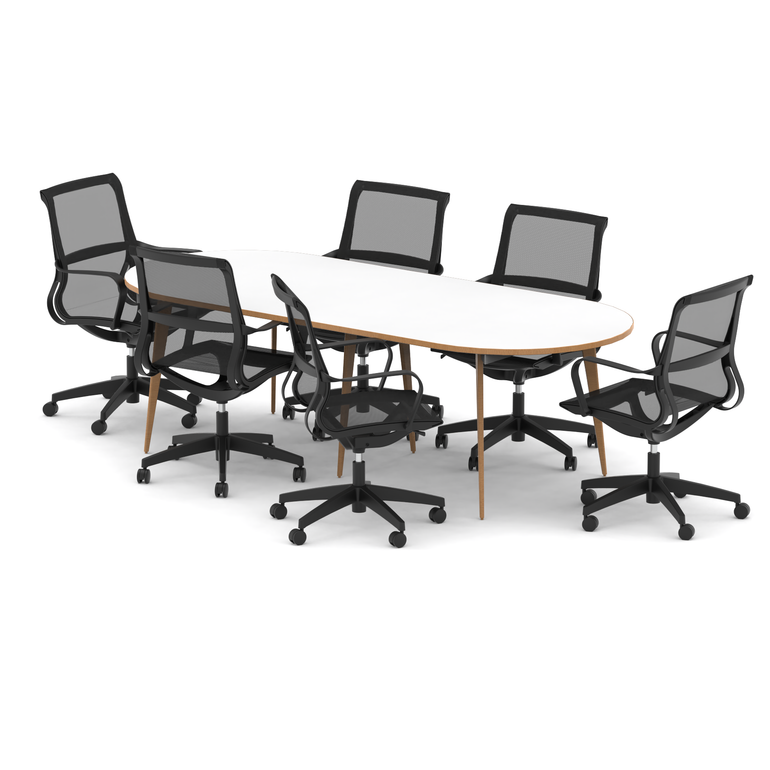 Oslo 2400mm Oval Boardroom Table With Set Of Executive Chairs