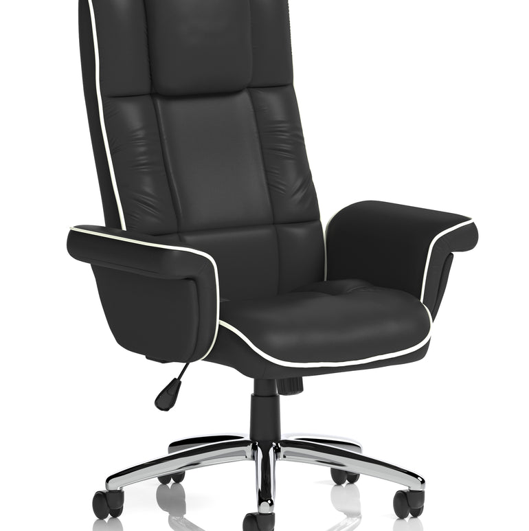 Chelsea High Back Soft Black Leather Executive Office Chair with Arms