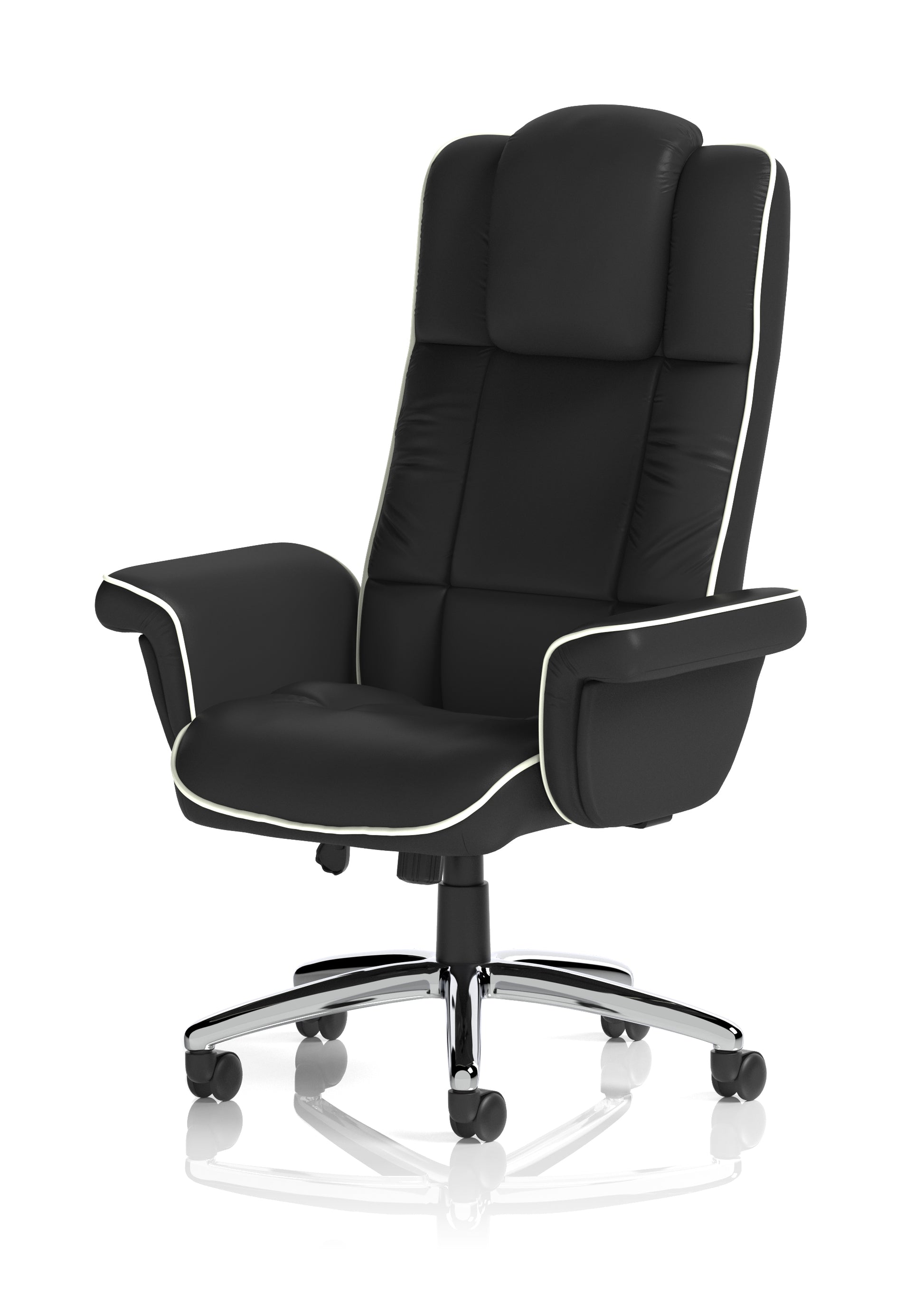 Chelsea High Back Soft Black Leather Executive Office Chair with Arms