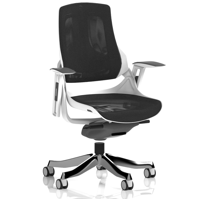 Zure High Back White Shell Mesh Executive Office Chair with Arms