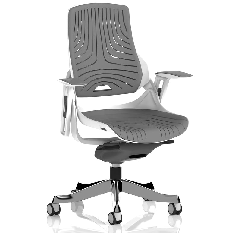 Zure High Back White Shell Elastomer Executive Office Chair with Arms