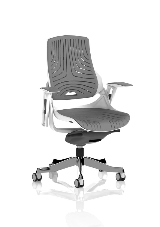 Zure High Back White Shell Elastomer Executive Office Chair with Arms