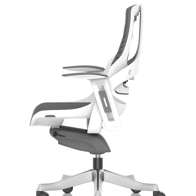 Zure High Back White Shell Elastomer Executive Office Chair with Arms