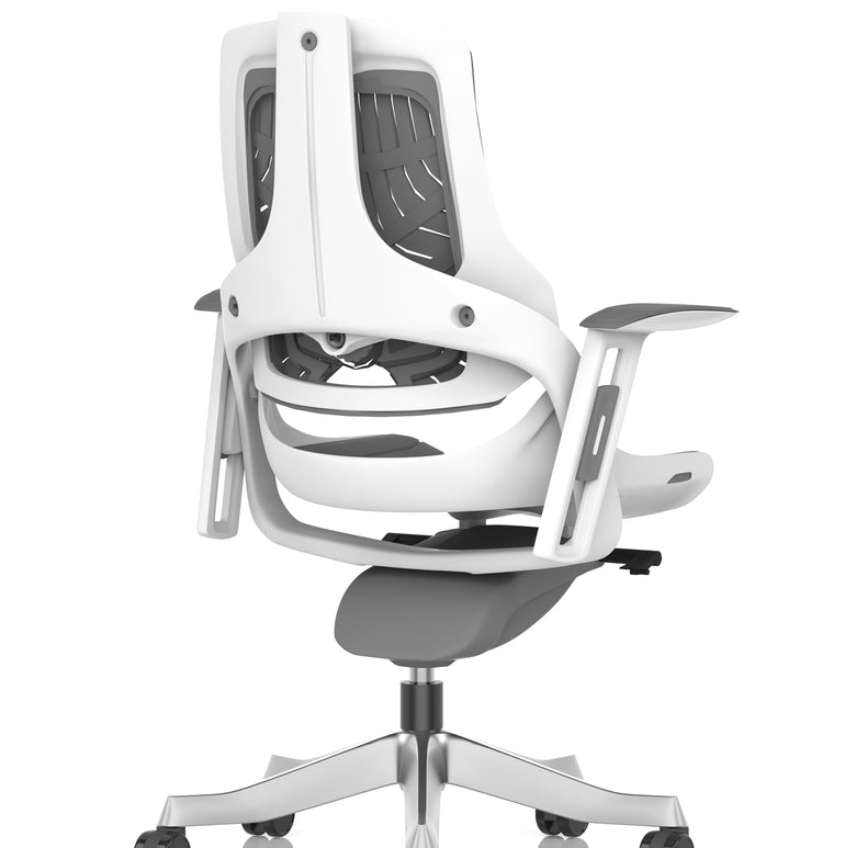 Zure High Back White Shell Elastomer Executive Office Chair with Arms