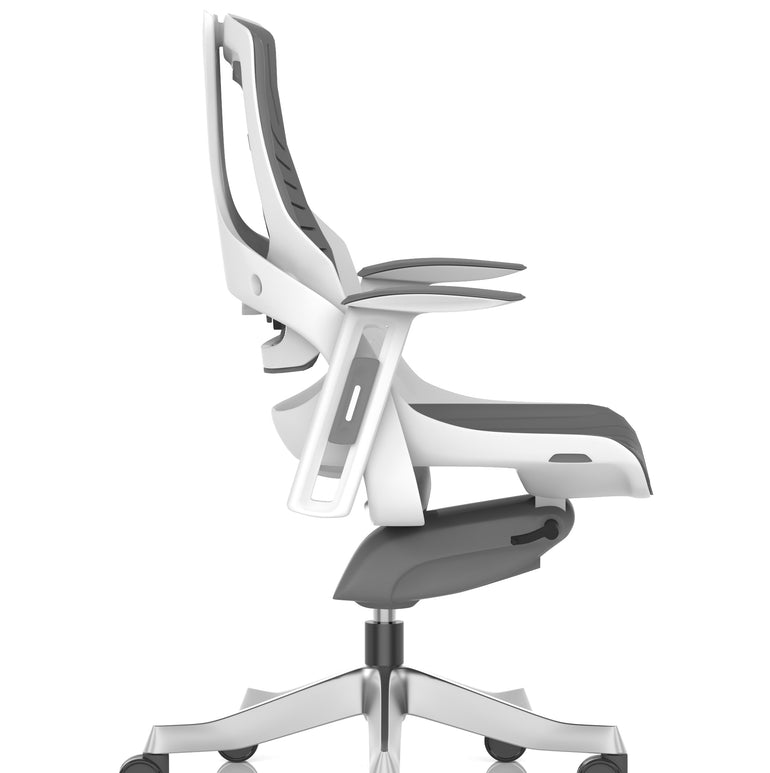 Zure High Back White Shell Elastomer Executive Office Chair with Arms