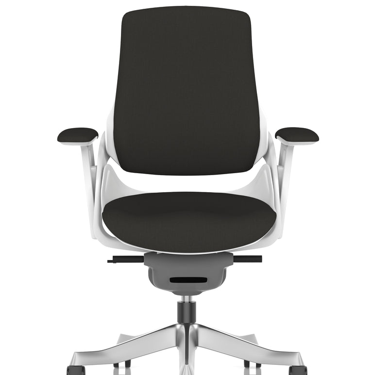 Zure High Back White Shell Fabric Executive Office Chair with Arms