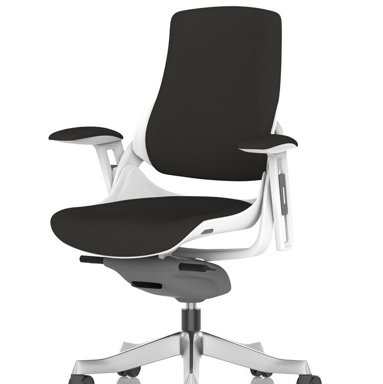 Zure High Back White Shell Fabric Executive Office Chair with Arms