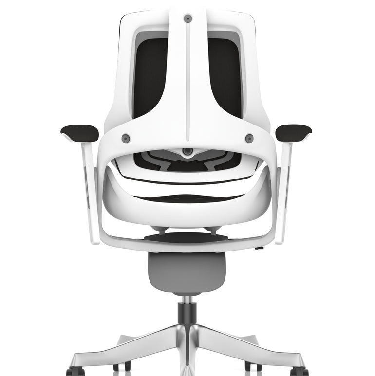 Zure High Back White Shell Fabric Executive Office Chair with Arms