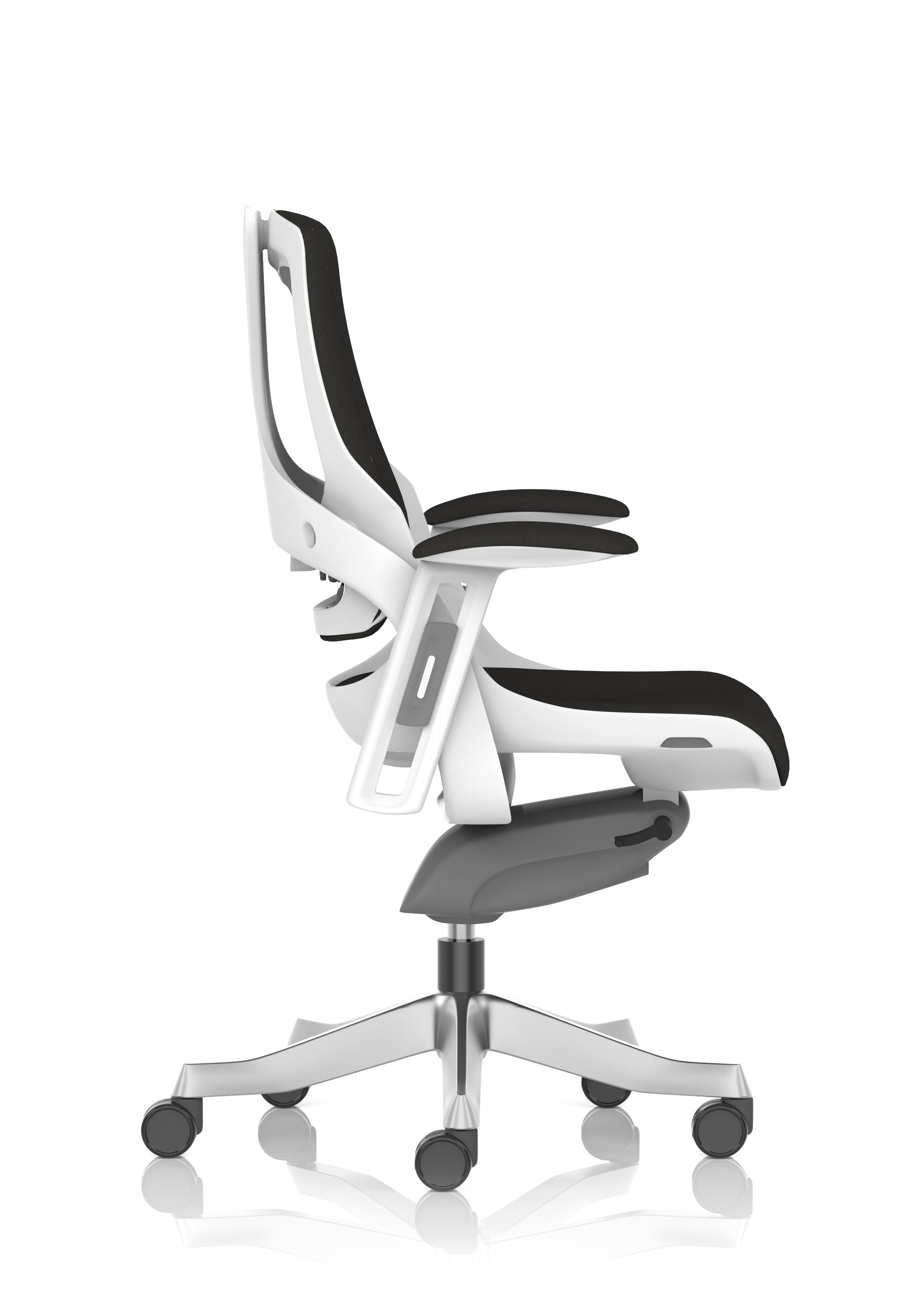Zure High Back White Shell Fabric Executive Office Chair with Arms