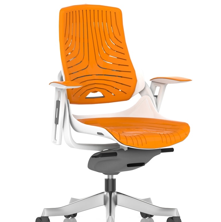 Zure High Back White Shell Elastomer Executive Office Chair with Arms