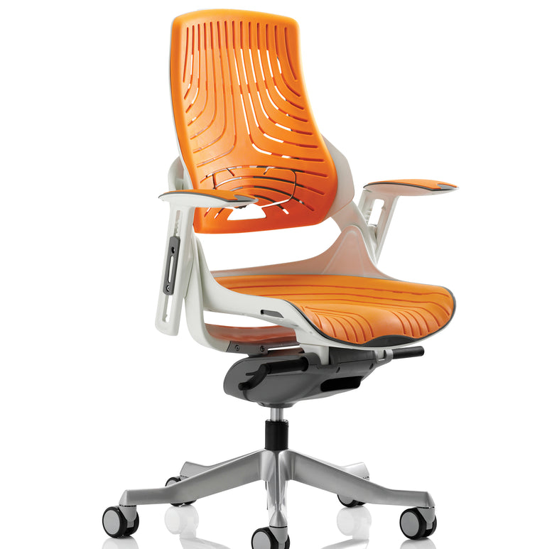 Zure High Back White Shell Elastomer Executive Office Chair with Arms