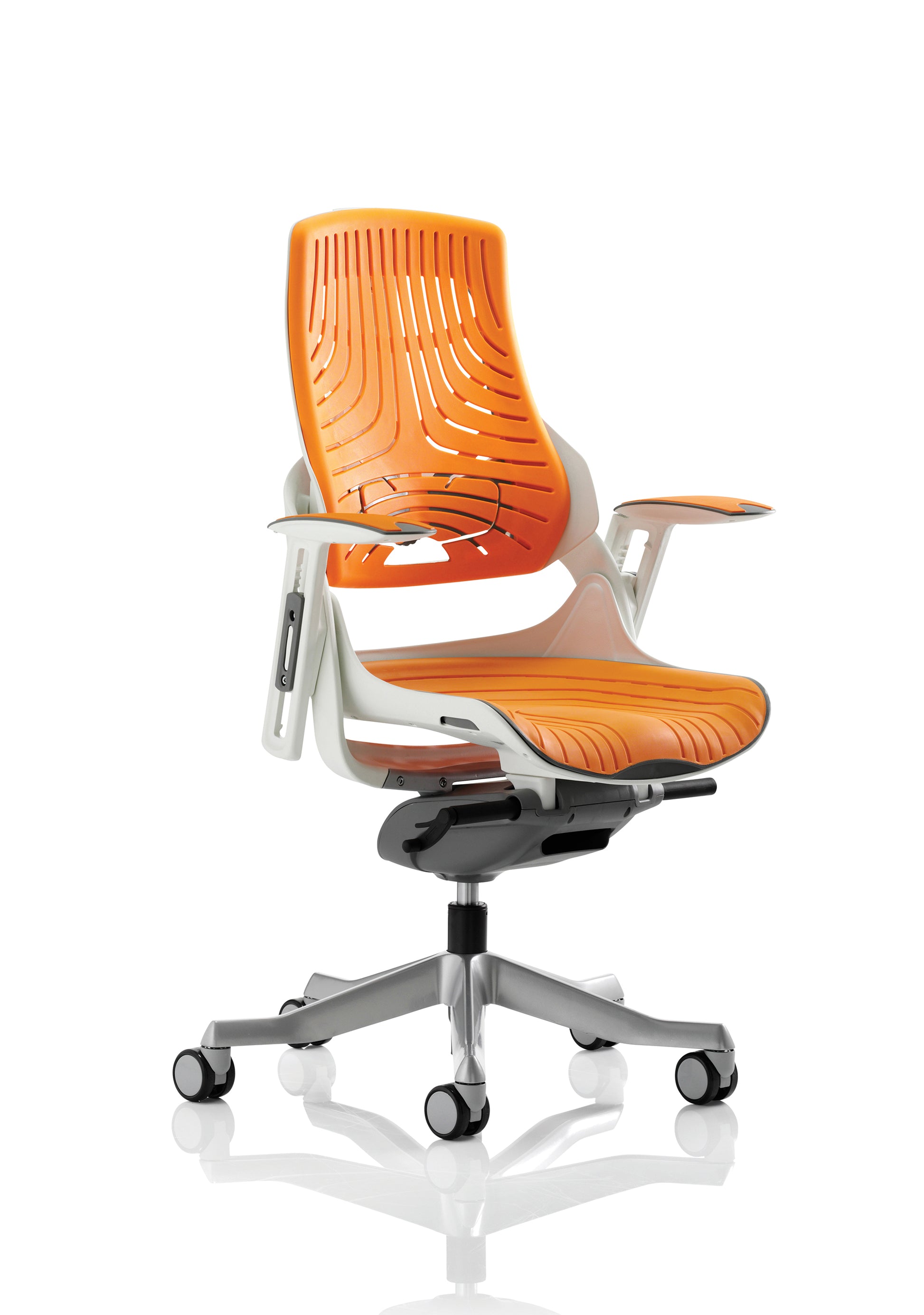 Zure High Back White Shell Elastomer Executive Office Chair with Arms