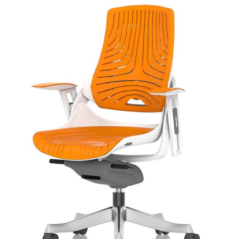 Zure High Back White Shell Elastomer Executive Office Chair with Arms