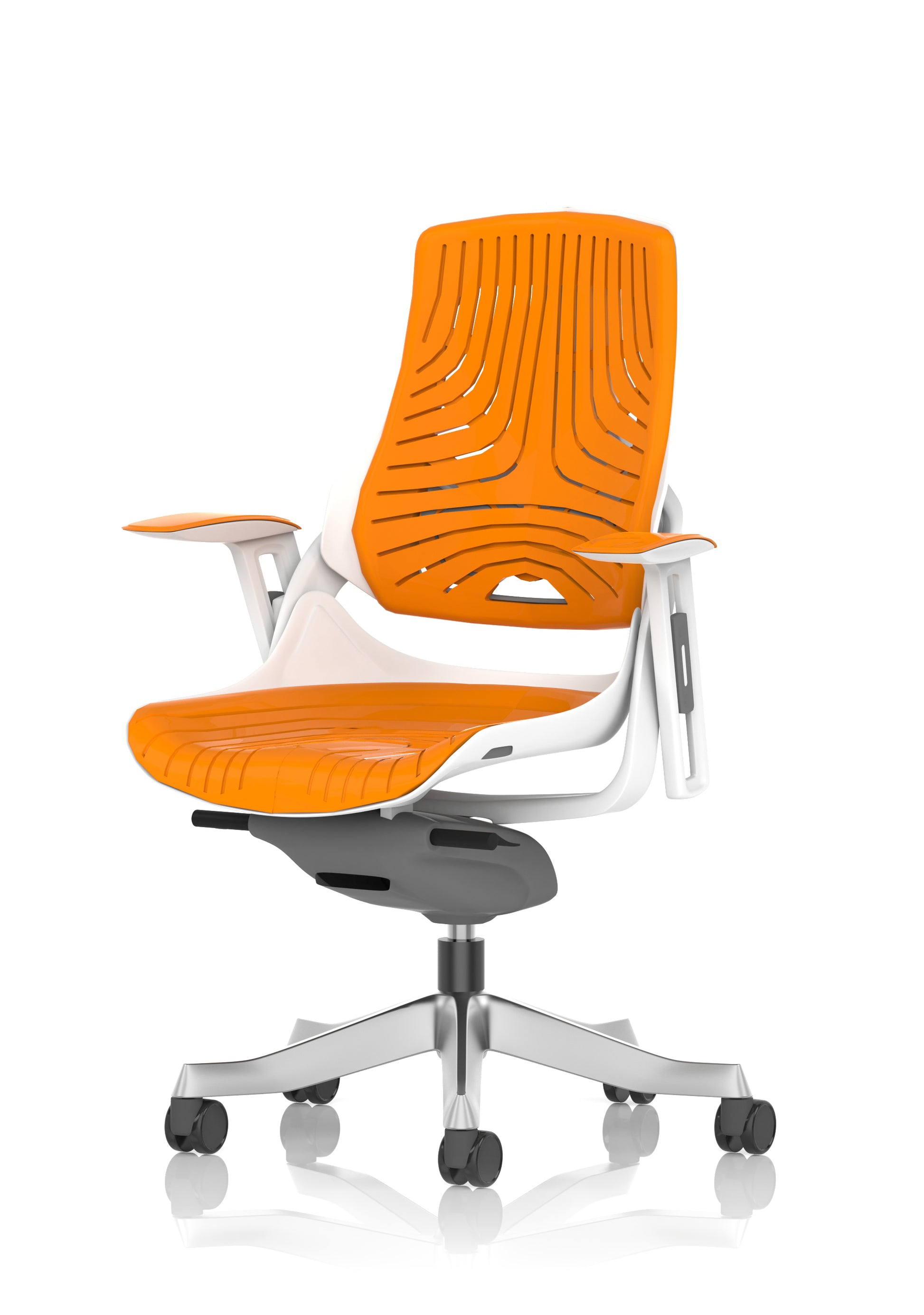 Zure High Back White Shell Elastomer Executive Office Chair with Arms