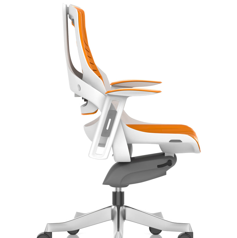 Zure High Back White Shell Elastomer Executive Office Chair with Arms